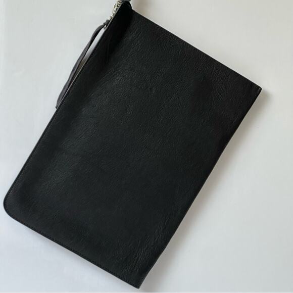 Boris Bidjan Saberi Zip-Around Wallet Bag Black Grained Leather - Picture 10 of 15